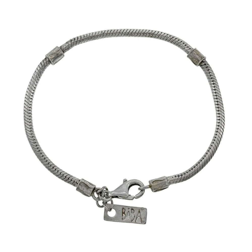 Vintage Sterling Silver 925 Snake Chain Charm Bracelet | 8